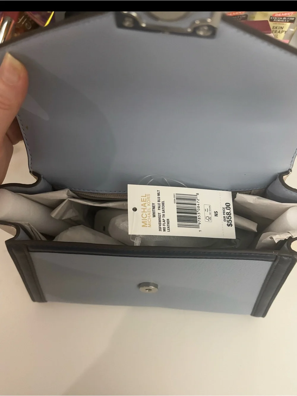 Michael Kors Two-Tone Black and Light Gray Satchel with Silver Hardware